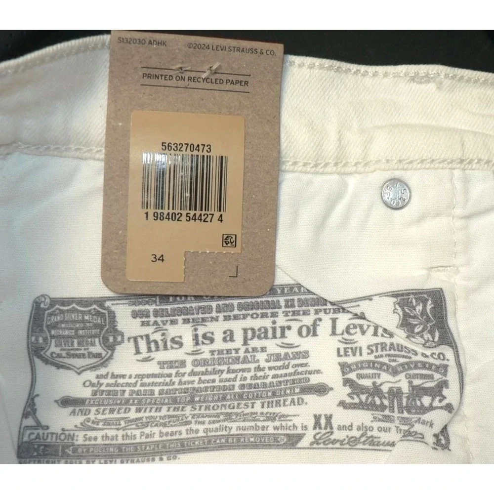 Levi's Women's 501‎ Original Shorts Button Fly High-Rise Denim in White Size 34